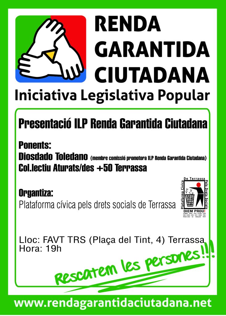 Presentació a Terrassa ILP Renda Garantida Ciutadana