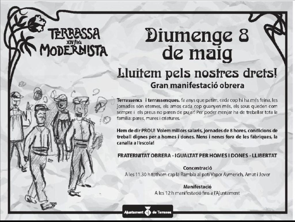 Manifestació Obrera en els actes de la Fira Modernista de Terrassa el diumenge 8 de Maig