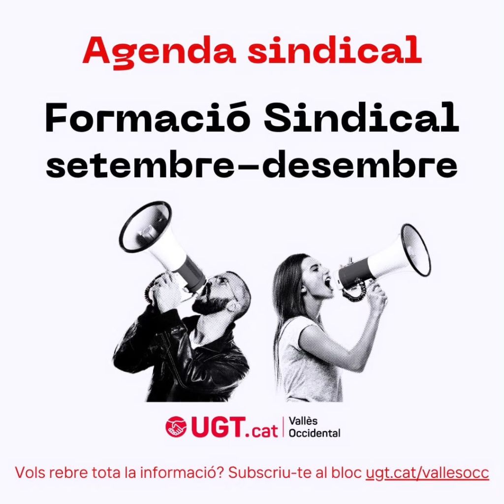 AGENDA FORMACIÓ SINDICAL- ÚLTIM QUADRIMESTRE DE L'ANY