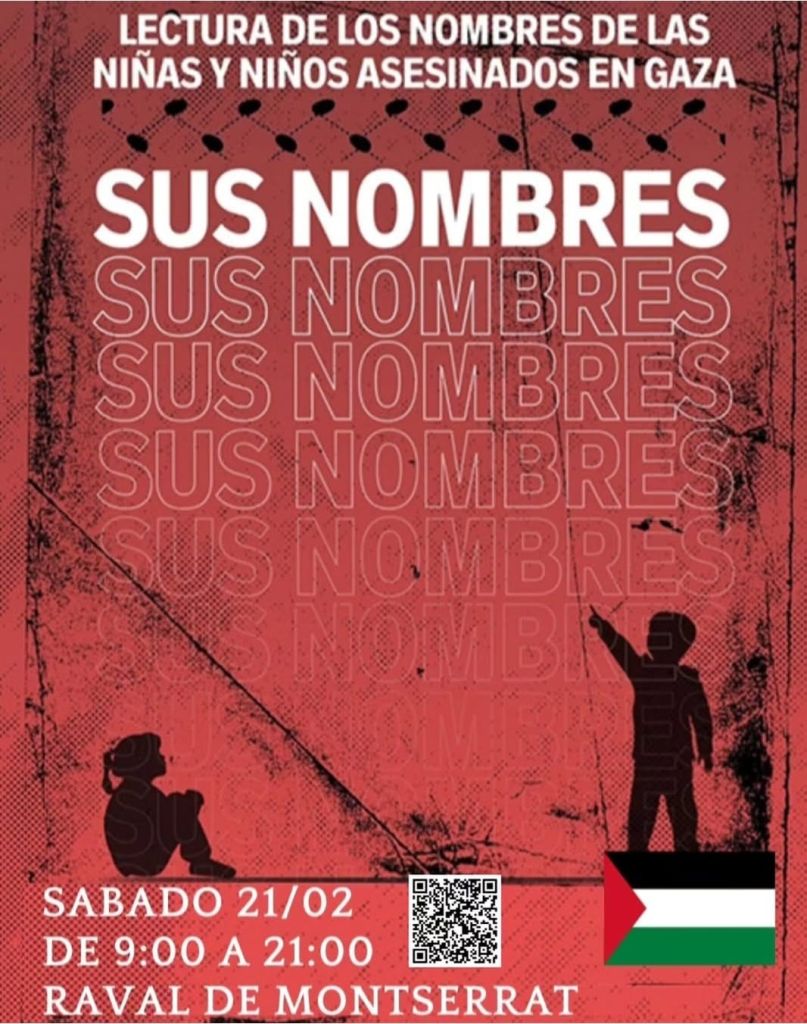 Lectura dels noms de les nenes i nens assasinats a Gaza